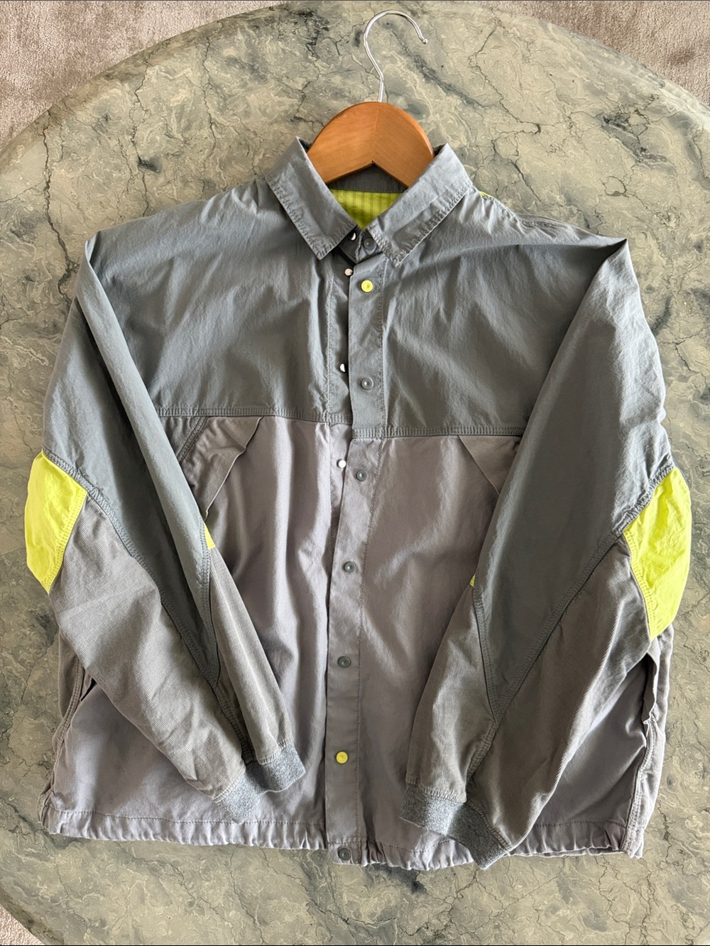 Kids Lightweight Gray and Yellow Colorblock Puffer Jacket